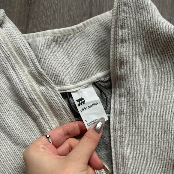 All In Motion Gray and White Half Zip Sweatshirt - Picture 3 of 6